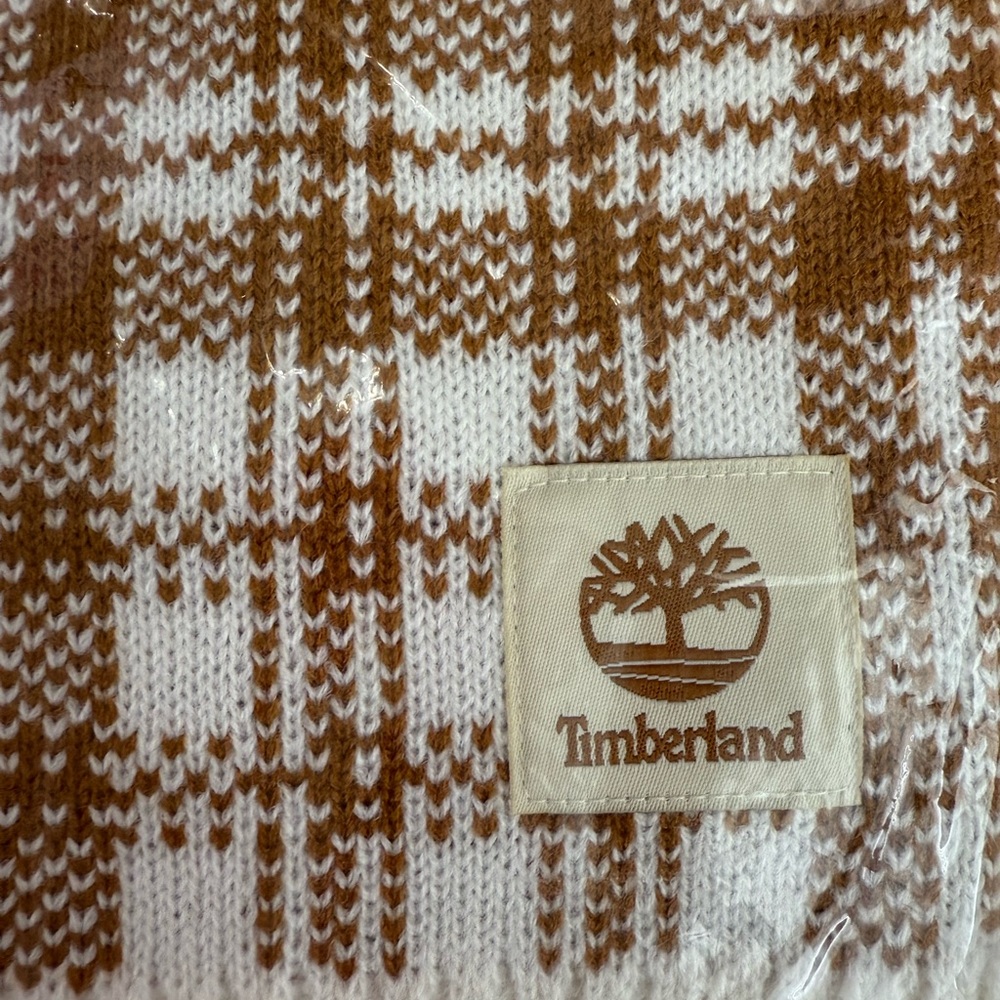 Timberland Brown and White Plaid Scarf - Picture 4 of 4